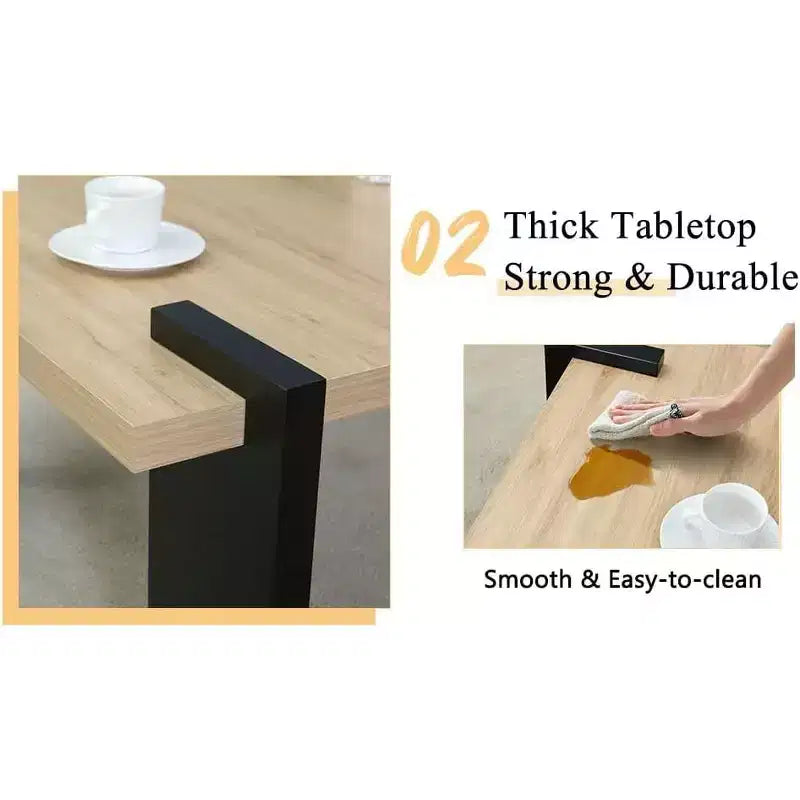 Wooden Coffee Table with Light Wood Grain Texture, Modern Side Table for Balcony Bedroom Living Room Home Office