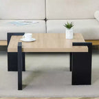 Wooden Coffee Table with Light Wood Grain Texture, Modern Side Table for Balcony Bedroom Living Room Home Office