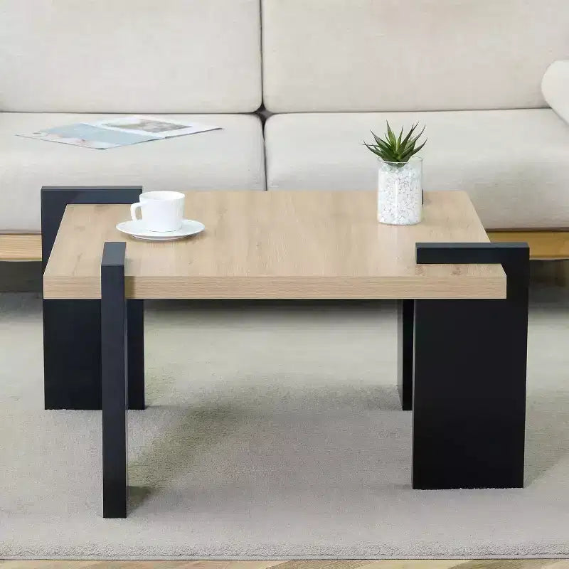 Wooden Coffee Table with Light Wood Grain Texture, Modern Side Table for Balcony Bedroom Living Room Home Office