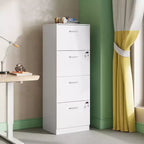 DEXYLLO 4-Drawer Vertical File Cabinet with Lock - Wood Storage Organizer for Home Office, Fits A4/Letter Size Files