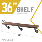 RESTORE Trail Brown 36 in. Wood Shelf (Wood Only) by Pipe Decor