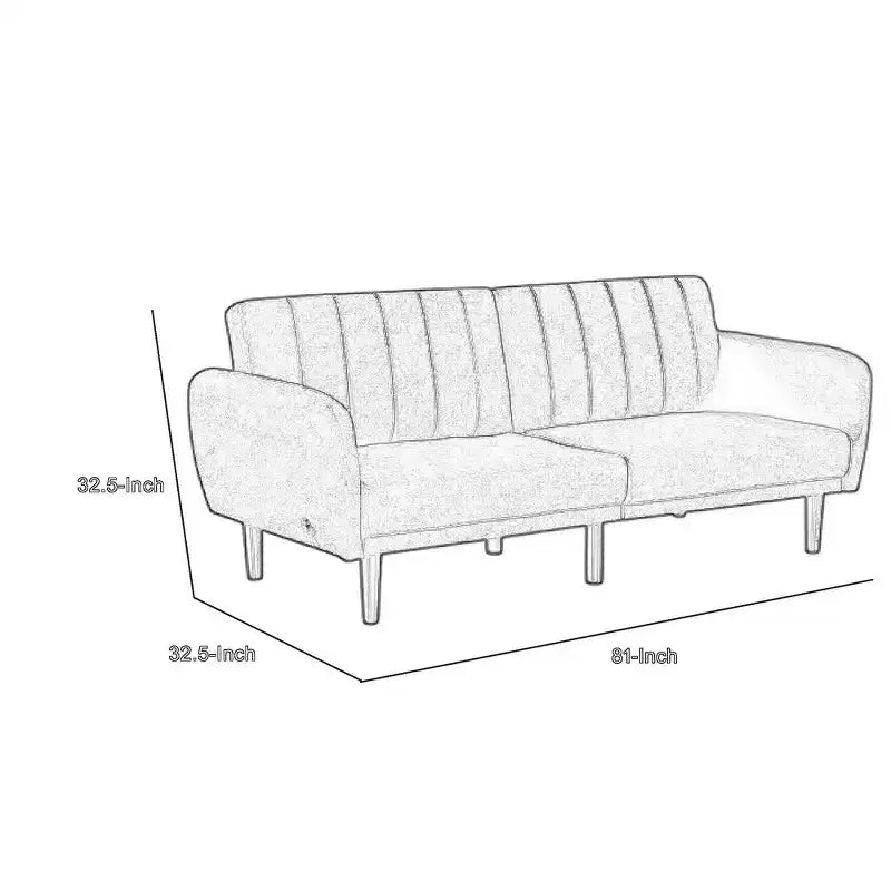 Royal Hampton Fold Out Futon Sofa Bed, Light Gray, Retro Channel Tufted Back
