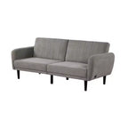Royal Hampton Fold Out Futon Sofa Bed, Light Gray, Retro Channel Tufted Back