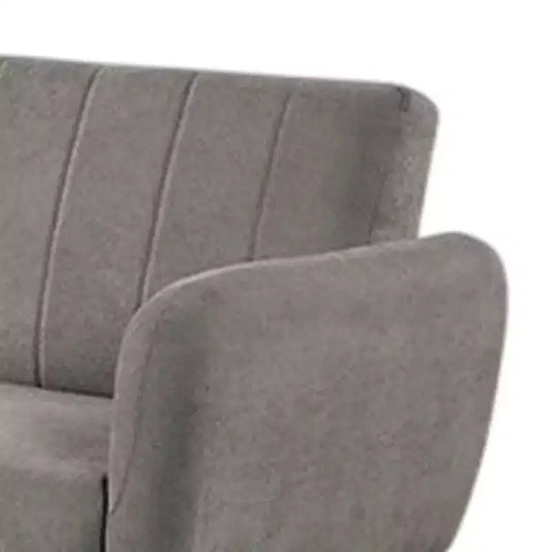 Royal Hampton Fold Out Futon Sofa Bed, Light Gray, Retro Channel Tufted Back