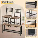 Modern Kitchen Table Chairs Set for 4,with Bench and Chairs,Kitchen Table Set with Storage Rack for Dining Room/Farmhouse/Kitchen/Apartment