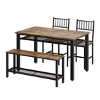 Modern Kitchen Table Chairs Set for 4,with Bench and Chairs,Kitchen Table Set with Storage Rack for Dining Room/Farmhouse/Kitchen/Apartment