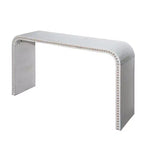 Okak 59IN Waterfall-Style Entryway Table with Wood Beads, Console Table with Minimalism Design, Accent Table for Hallway, Living Room, White