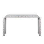 Okak 59IN Waterfall-Style Entryway Table with Wood Beads, Console Table with Minimalism Design, Accent Table for Hallway, Living Room, White