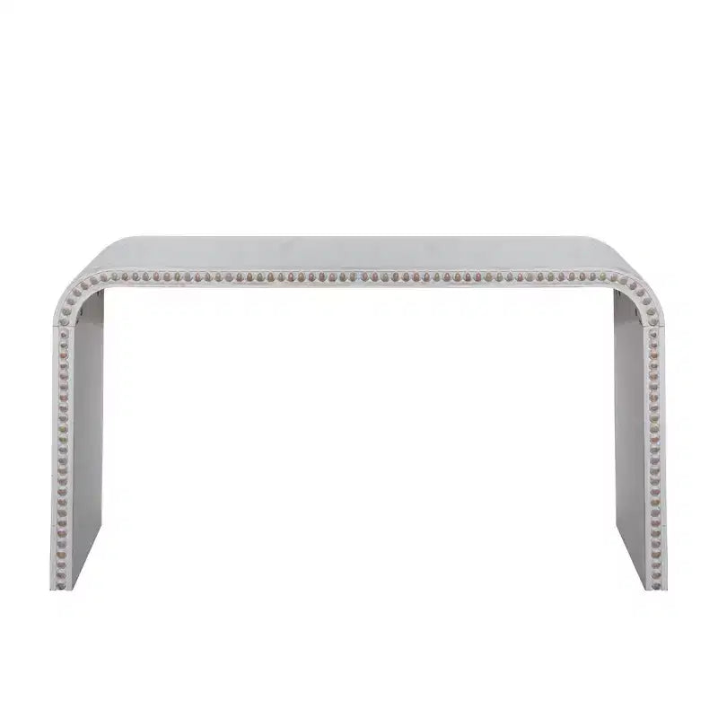 Okak 59IN Waterfall-Style Entryway Table with Wood Beads, Console Table with Minimalism Design, Accent Table for Hallway, Living Room, White