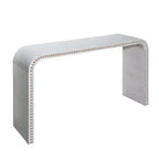 Okak 59IN Waterfall-Style Entryway Table with Wood Beads, Console Table with Minimalism Design, Accent Table for Hallway, Living Room, White