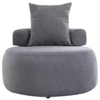 32 Modern Round Chair, Single Lounge Chaise Upholstered Sofa Bed, Chenille Bean Bag Chiar with Pillows for Living Room, Bedroom, Apartment, Reading