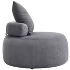 32 Modern Round Chair, Single Lounge Chaise Upholstered Sofa Bed, Chenille Bean Bag Chiar with Pillows for Living Room, Bedroom, Apartment, Reading