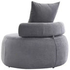 32 Modern Round Chair, Single Lounge Chaise Upholstered Sofa Bed, Chenille Bean Bag Chiar with Pillows for Living Room, Bedroom, Apartment, Reading