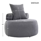 32 Modern Round Chair, Single Lounge Chaise Upholstered Sofa Bed, Chenille Bean Bag Chiar with Pillows for Living Room, Bedroom, Apartment, Reading