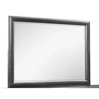 HomeStock Grey Framed Mirror with Clean Lines  Contemporary Bedroom Mirror with Simple Wooden Border