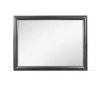 HomeStock Grey Framed Mirror with Clean Lines  Contemporary Bedroom Mirror with Simple Wooden Border
