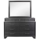 HomeStock Grey Framed Mirror with Clean Lines  Contemporary Bedroom Mirror with Simple Wooden Border