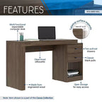 Okak 47.5IN Modern Expandable Home Office Desk, Computer Desk with 2 Drawers and 1 Shelf, Writing Desk for Reading Room, Study