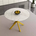 Table à manger moderne rétractable Okak 59IN pour 6 personnes, table pliante avec base en acier au carbone, table de cuisine pour salle à manger, salon