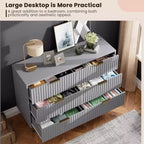 6-Drawer Dresser, Modern Wooden Bedroom Chest of Drawers With Storage Drawers, Farmhouse Style TV Stand for Living Room, Bedroom, Hallway