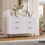 6-Drawer Dresser, Modern Wooden Bedroom Chest of Drawers With Storage Drawers, Farmhouse Style TV Stand for Living Room, Bedroom, Hallway