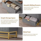 6 Drawer Double Dresser,Modern Dresser for Bedroom with Gold Handles,Large Chest of Drawers forHallway,Entryway