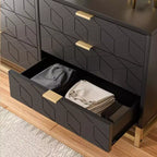 6 Drawer Double Dresser,Modern Dresser for Bedroom with Gold Handles,Large Chest of Drawers forHallway,Entryway