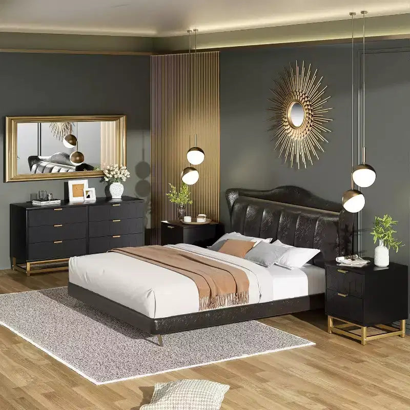 6 Drawer Double Dresser,Modern Dresser for Bedroom with Gold Handles,Large Chest of Drawers forHallway,Entryway
