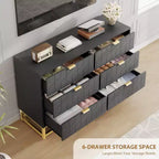 6 Drawer Double Dresser,Modern Dresser for Bedroom with Gold Handles,Large Chest of Drawers forHallway,Entryway