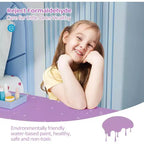 JOYMOR Kids Vanity Set, Wooden Princess Makeup Table with Stool, Tri-Folding Mirror, Large Drawer and Solid Wooden Legs, Purple