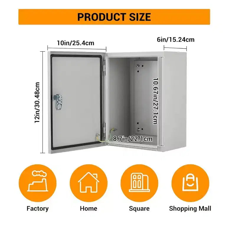 COZONY NEMA 4X Electrical Junction Box, IP66 Weatherproof Steel Enclosure, Outdoor/Indoor, Hinged, Lockable, w/ Mounting Plate, UL Listed