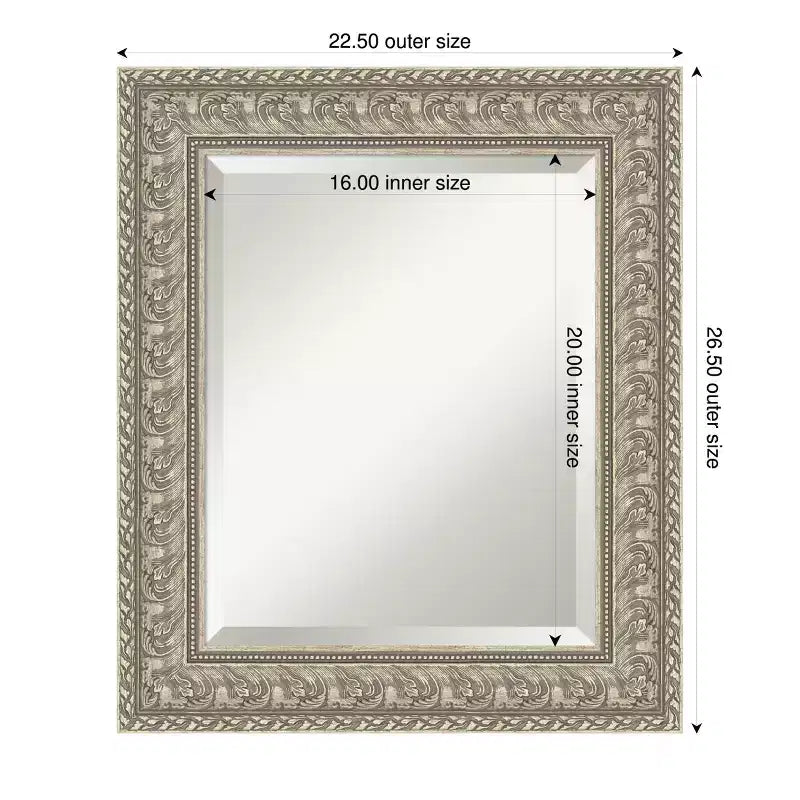 Amanti Art Sydney Silver Beveled Framed Bathroom Vanity Wall Mirror
