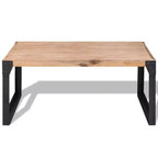 vidaXL Solid Acacia Wood Coffee Table with Steel Legs - Stylish Industrial, Durable Furniture, Brown and Black