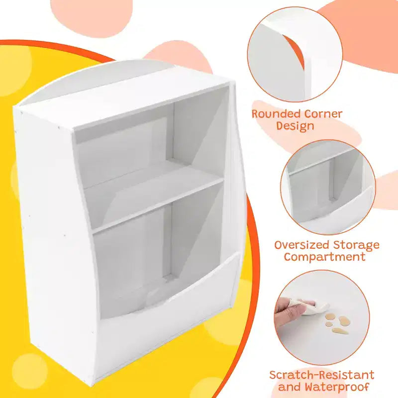 2 Tier Kids Bookshelf and Book Storage, Toddler Bookshelf, Storage Boxes Book Shelf & Organizer for Nursery Playroom Classroom Library Bedroom