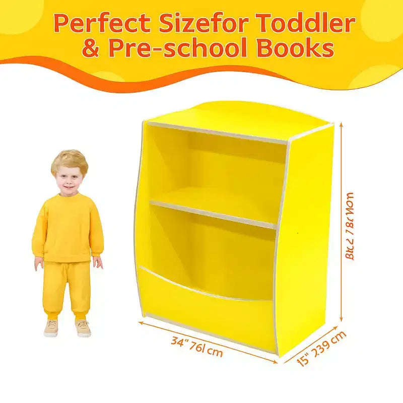 2 Tier Kids Bookshelf and Book Storage, Toddler Bookshelf, Storage Boxes Book Shelf & Organizer for Nursery Playroom Classroom Library Bedroom