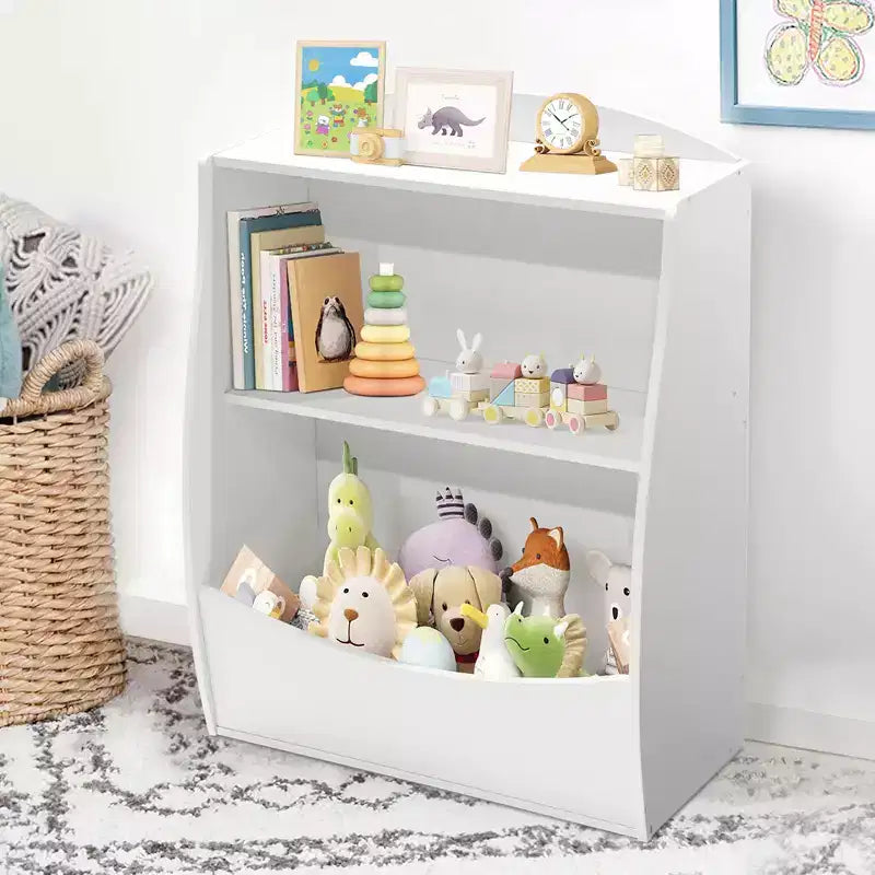 2 Tier Kids Bookshelf and Book Storage, Toddler Bookshelf, Storage Boxes Book Shelf & Organizer for Nursery Playroom Classroom Library Bedroom