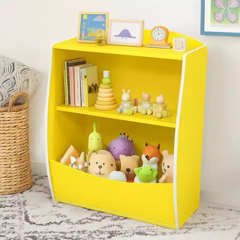 2 Tier Kids Bookshelf and Book Storage, Toddler Bookshelf, Storage Boxes Book Shelf & Organizer for Nursery Playroom Classroom Library Bedroom
