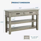 Console Sofa Table with 2 Drawers, 3-Tier Narrow Entry Table with Storage Shelves for Living Room Behind Couch, Entryway, Hallway