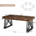 Lantine 63'' dining Table for 4-6, Kitchen Table with Sturdy Metal Legs, Rectangular Dinner Furniture for Living Room, Rustic Brown & Black