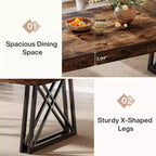 Lantine 63'' dining Table for 4-6, Kitchen Table with Sturdy Metal Legs, Rectangular Dinner Furniture for Living Room, Rustic Brown & Black