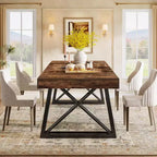 Lantine 63'' dining Table for 4-6, Kitchen Table with Sturdy Metal Legs, Rectangular Dinner Furniture for Living Room, Rustic Brown & Black