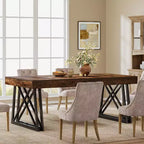 Lantine 63'' dining Table for 4-6, Kitchen Table with Sturdy Metal Legs, Rectangular Dinner Furniture for Living Room, Rustic Brown & Black