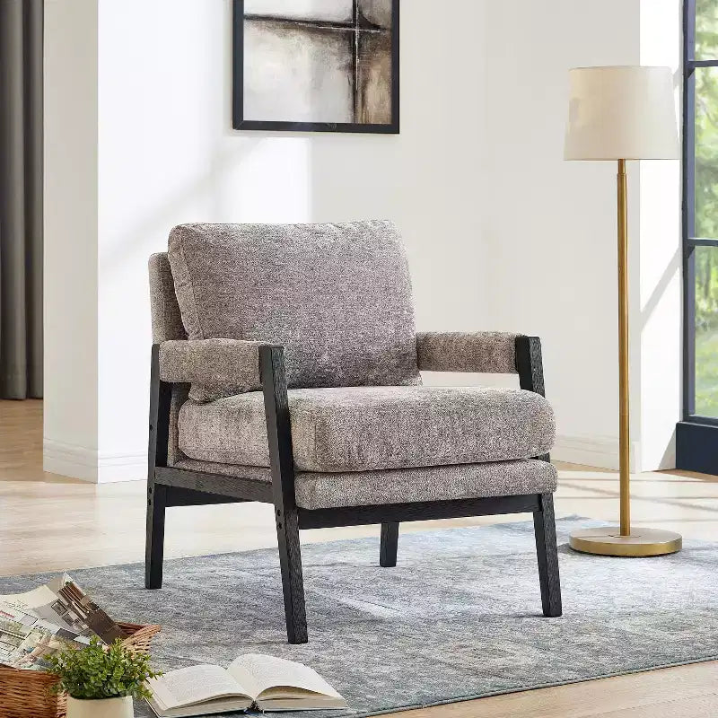 Vatros Mid-Century Modern Chenille Upholstered Accent Armchair