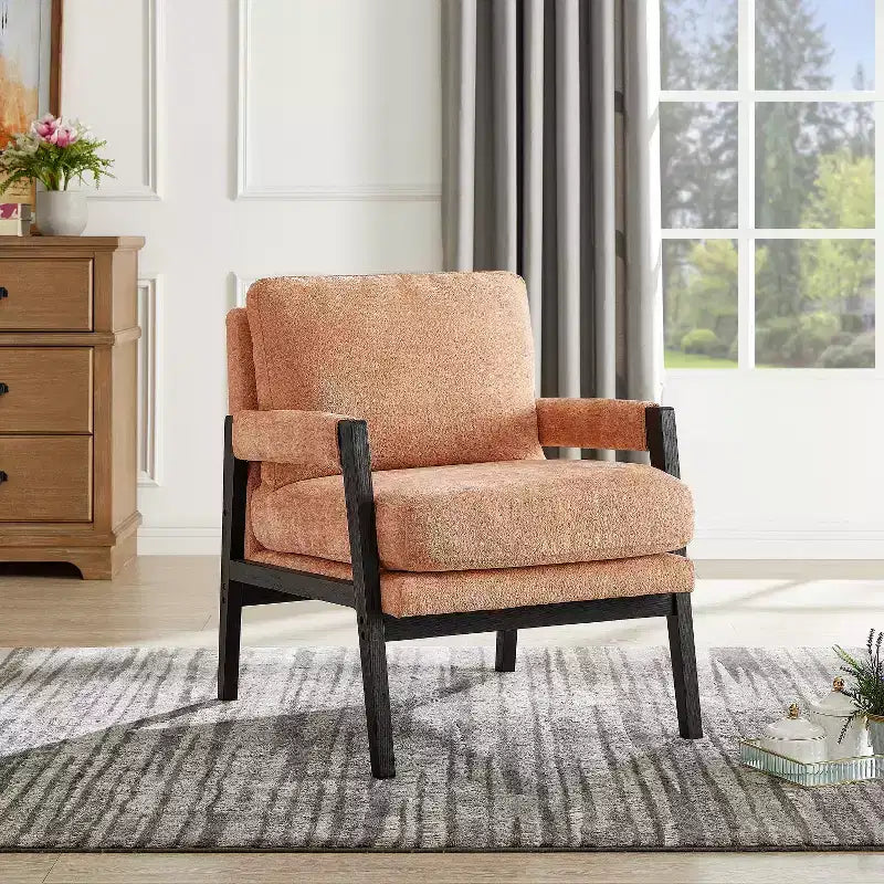 Vatros Mid-Century Modern Chenille Upholstered Accent Armchair