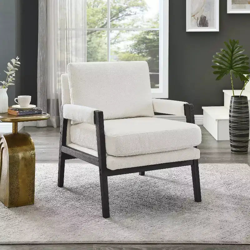 Vatros Mid-Century Modern Chenille Upholstered Accent Armchair