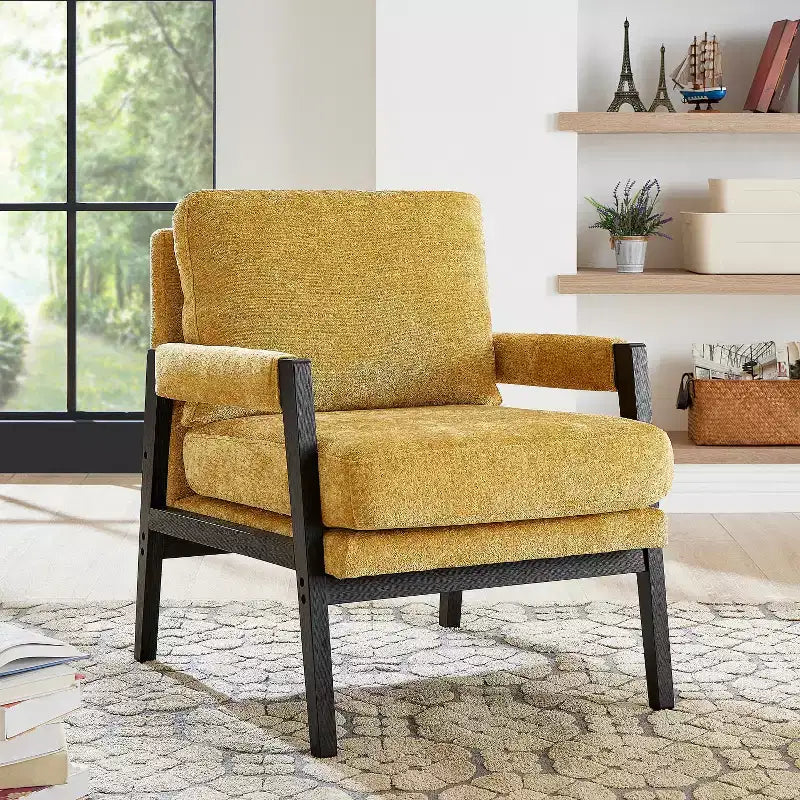 Vatros Mid-Century Modern Chenille Upholstered Accent Armchair