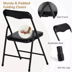 FurnitureR 5-Piece Folding Table and Chair Set  Portable Square Table with 4 Padded Chairs, Space-Saving Dining or Card Game Set for Home, Black