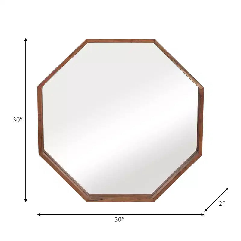 Modern Wood Frame Mirror Wall Dcor - Octagonal 30 - Home, Office, Bedroom, or Living Room Dcor