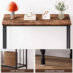 Console Table  2-Tier Industrial Entryway Table with Glass Shelf (Rustic Brown, for Living Room/Hallway/Bedroom)