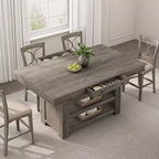 60-Inch Kitchen Island with Storage, Farmhouse 4-Tier Stationary Island Table with Large Countertop for Kitchen, Dining Room, Living Room
